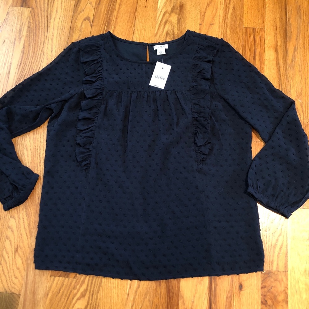 NWT J Crew beautiful navy blouse size 2